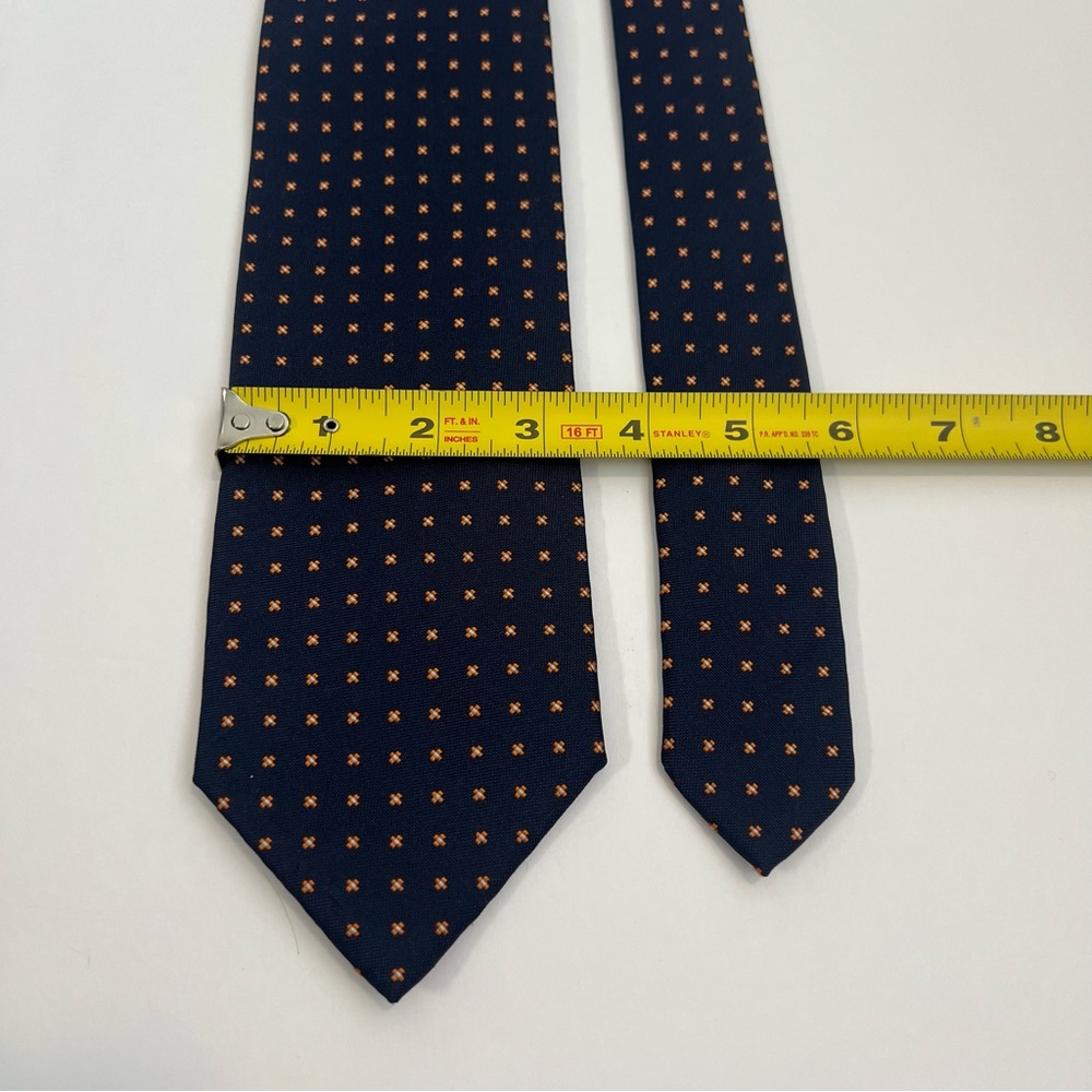 Ermengildo Zegna, Navy and Orange, 100% Silk, Patterned Tie - Picture 4 of 8